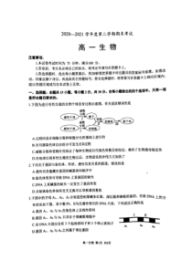 辽宁省锦州市2020-2021学年高一下学期期末考试生物试题（图片版）