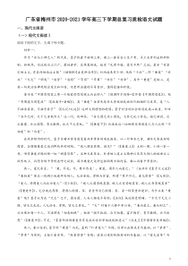 广东省梅州市2021届高三下学期3月总复习质检语文试题 含解析