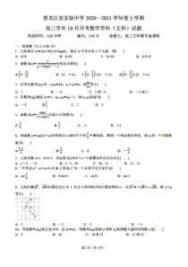 黑龙江省实验中学2021届高三上学期10月月考数学（文）试卷PDF版含答案