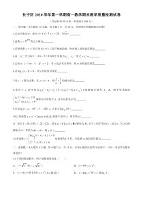 上海市长宁区2020-2021学年高一上学期期末教学质量检测数学试题 含答案