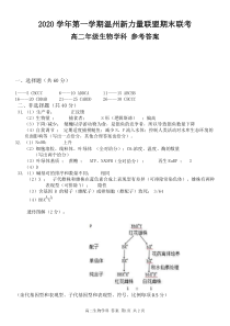 浙江省温州新力量联盟2020-2021学年高二上学期期末联考生物答案