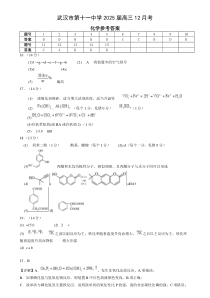 湖北省武汉市第十一中学2024-2025学年高三上学期12月月考化学试题答案