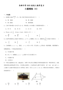 湖南省长沙市长郡中学2025届高三上学期数学一轮复习小题精练9 Word版含解析