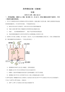 2024年首次进入新高考7省生物高考模拟试卷 安徽卷02（原卷版）