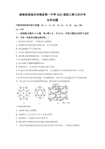 湖南省娄底市双峰县第一中学2023届高三第七次月考化学试题（原卷版）