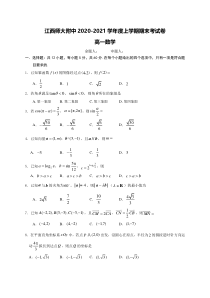 江西师范大学附属中学2020-2021学年高一上期末考试数学试题 含答案