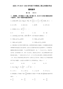 辽宁省沈阳市第二中学2020届高三下学期第五次模拟考试  数学（理）