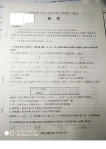 湖南省娄底市2021届高三下学期4月高考仿真模拟数学试题