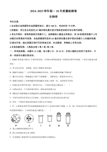 山西省大同市2024-2025学年高一上学期10月联考试题 生物 Word版含答案