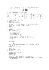 重庆市渝东六校共同体2022-2023学年高一上学期联合诊断考试化学答案