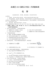 湖北省武汉市武昌区2023届高三年级1月质量检测化学试卷 PDF版含答案