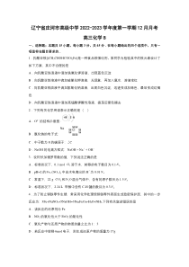 辽宁庄河市高级中学2023届高三上学期12月月考（B卷）化学试卷