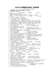 湖南省娄底市2019-2020学年高一下学期期末考试生物试卷含答案