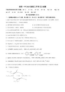 湖南省岳阳市第一中学2023届高三下学期第五次月考化学试题  