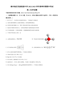 广西柳州地区民族高级中学2022-2023学年高二下学期期中考试 化学 试题