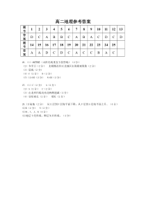 安徽省亳州市涡阳县第九中学2021-2022学年高二9月月考地理参考答案