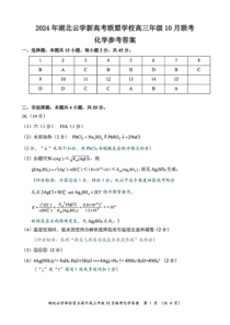 湖北省云学部分重点高中联盟2025届高三上学期10月联考试题 化学 PDF版含答案