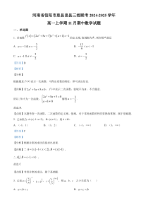 河南省信阳市息县三校联考2024-2025学年高一上学期11月期中考试数学试题 Word版含解析