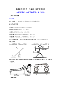 14.杠杆及其应用（讲义）（解析版）-中考科学一轮复习讲练课堂