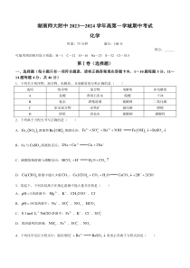 湖南师范大学附属中学2023-2024学年高一上学期期中考试化学试卷含答案