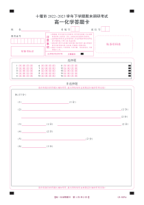 湖北省十堰市2022-2023学年高一下学期期末调研考试化学试题答题卡