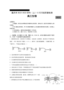 重庆市2023届高三上学期12月联考生物试卷