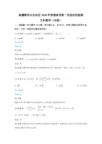 新疆维吾尔自治区2020届高三第一次适应性检测数学（文）试题含解析【精准解析】