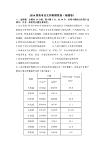 福建省2024届高考冲刺模拟（一）历史试题（福建卷）(1)