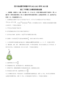 2023届四川省成都市树德中学高三下学期三诊模拟物理试题（原卷版）