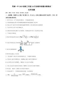 安徽省芜湖市第一中学2024-2025学年高三上学期10月份教学质量诊断测试 化学试题Word版无答案