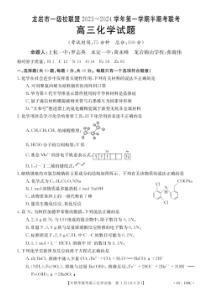 福建省龙岩市一级校联盟2023-2024学年高三上学期半期考联考化学试题