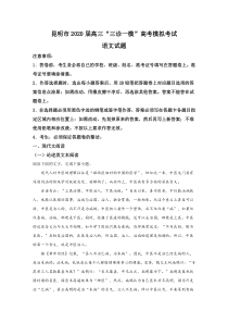 云南省昆明市2020届高三“三诊一模”（三模）语文试题含解析【精准解析】