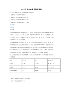 天津市2020届高三高考压轴卷生物试题【精准解析】