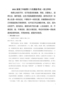 河南省鹤壁高中2021届高三下学期第十六次模拟考试语文试题 含答案