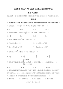 2020届高三适应性考试文科数学试卷