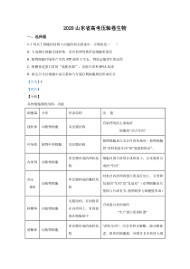 山东省2020届高三高考压轴卷生物试题【精准解析】