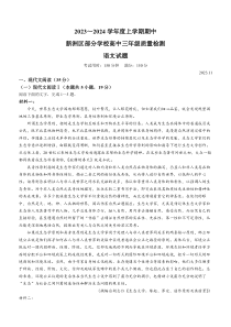 湖北省武汉市新洲区部分学校2023-2024学年高三上学期期中联考语文试题+含解析