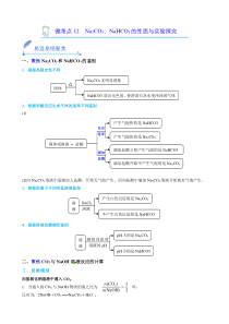 微考点12 Na2CO3、NaHCO3的性质与实验探究-2022~2023学年高一化学易混易错微考点（人教版2019必修第一册） Word版含解析