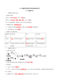 2.2 细胞是生物体生命活动的基本单位-【期末必背】2021-2022学年六年级生物上册必背知识清单（鲁科版五四学制）