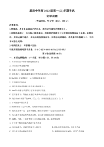 四川省遂宁市射洪中学2022-2023学年高一上学期期中化学试题（原卷版）