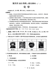 广东省韶关市2022-2023学年高三上学期综合测试（一）（11月） 化学 PDF版含答案