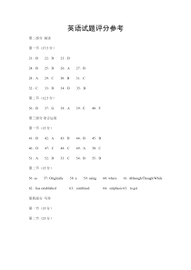 江苏省南通市名校联盟2024_2025学年高三上学期八月模拟演练性月考英语试题评分参考