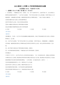 四川省成都市树德中学2024-2025学年高三上学期12月月考政治试题 Word版含解析