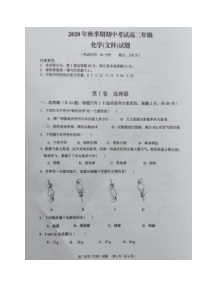 广西岑溪市2020-2021学年高二上学期期中考试化学（文）试题 扫描版含答案