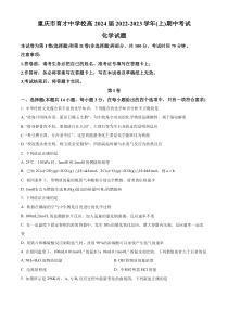 重庆市育才中学2022-2023学年高二上学期11月期中考试化学试题 Word版含答案