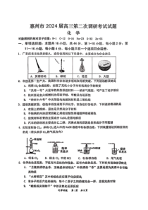 广东省惠州市2023-2024学年高三上学期第二次调研考试化学试题+PDF版含答案