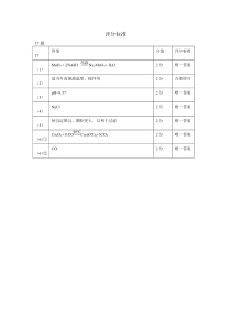 广东省2022届综合能力测试（二）化学评分标准