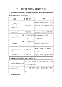 外研版英语素材：第二部分专题复习三、高中常用同义词辨析汇总