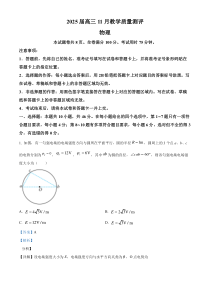 河南省华大联考2024-2025学年高三上学期11月期中物理试题  Word版含解析