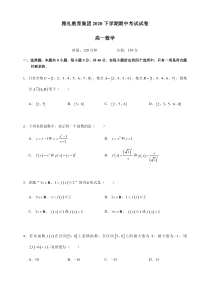 湖南省雅礼教育集团2020-2021学年高一上学期期中考试数学试卷含答案